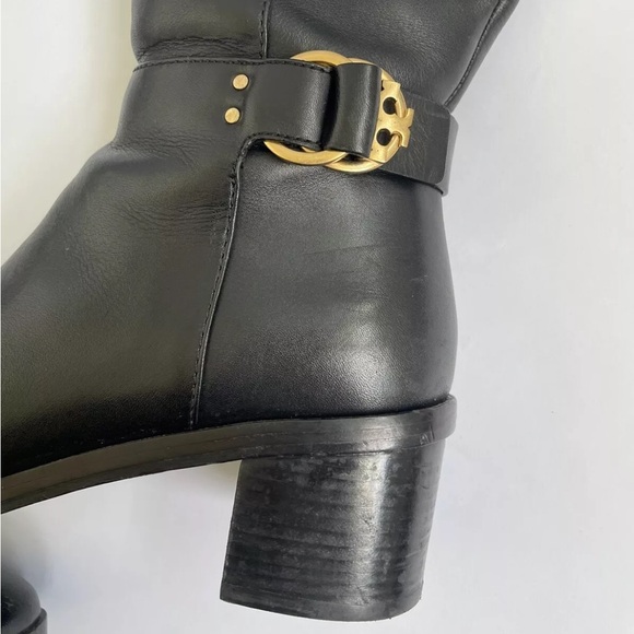 TORY BURCH Marsden Tall Riding Boots  Leather Block Heel Size 8 Round Toe - Picture 6 of 12